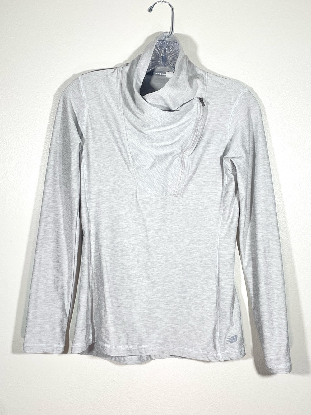 New Balance Gray Heather Asymmetrical Zip Pullover Athletic Top